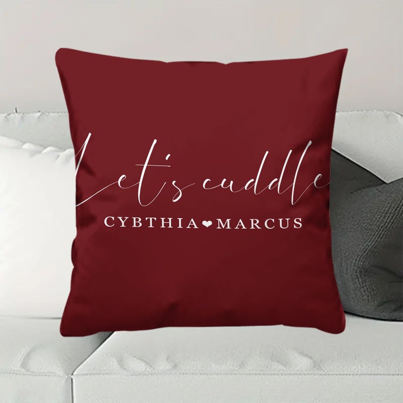Custom Name Letter Print Pillow Black 17x17 Inch Personalized Valentine Gift - Image 1