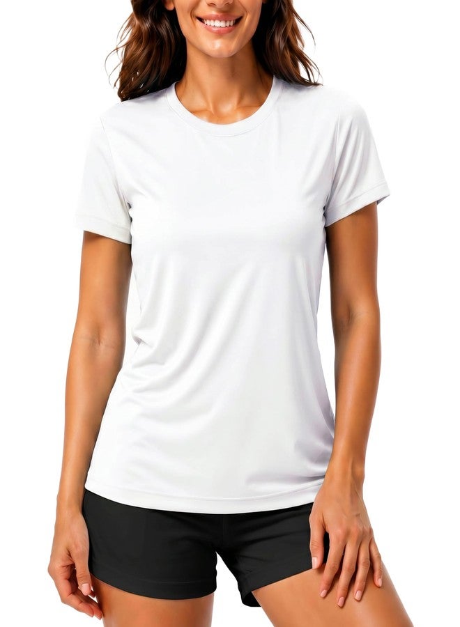 Boladeci Short Sleeve Shirts for Women UPF 50+ Sun Protection Clothing SPF Swimwear Moisture Wicking Summer UV Hiking Swim Shirts Rash Guard S White - Image 1