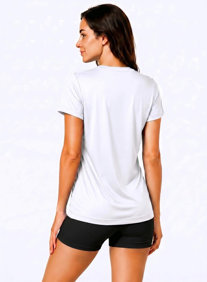 Boladeci Short Sleeve Shirts for Women UPF 50+ Sun Protection Clothing SPF Swimwear Moisture Wicking Summer UV Hiking Swim Shirts Rash Guard S White - Image 2