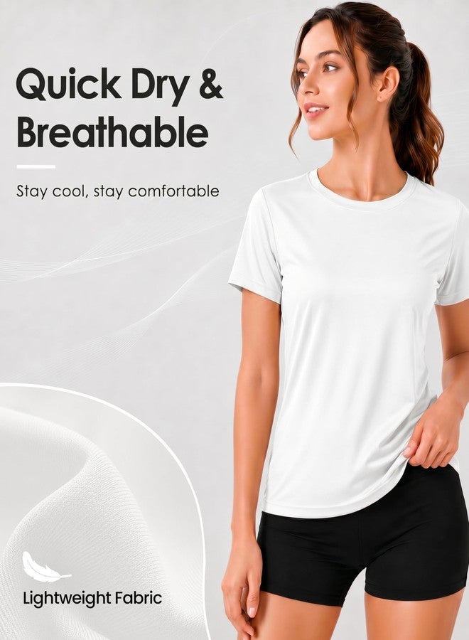 Boladeci Short Sleeve Shirts for Women UPF 50+ Sun Protection Clothing SPF Swimwear Moisture Wicking Summer UV Hiking Swim Shirts Rash Guard S White - Image 4