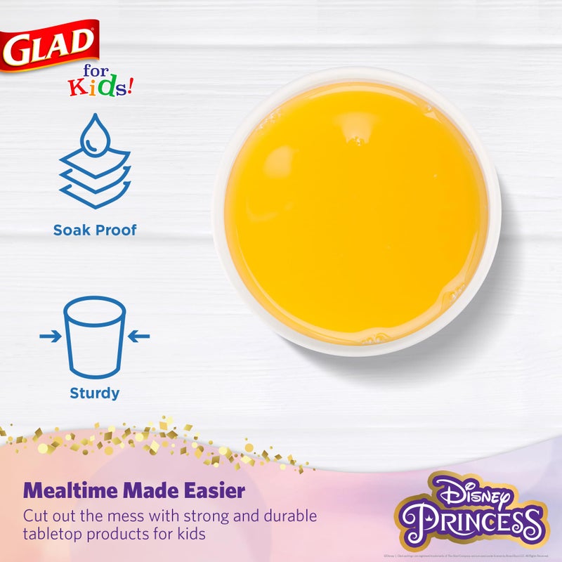 Glad for Kids Disney Princess Disposable Paper Cups, 9 Oz Soak-Proof Heavy Duty Kids Drinking Cups with Floral Princess Character Prints for Everyday Meals and Snack Time, 24 Count - Image 3