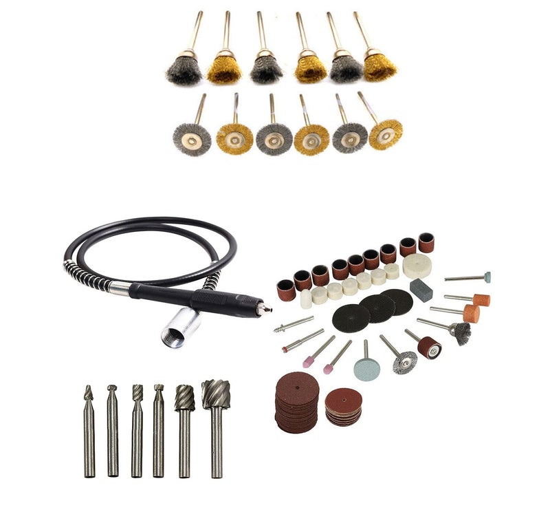 Digital Craft Digital Craft Rotary Tool Accessories Kit Mini Drill Bit Set with 32mm Mandrel in Electric Drill with 105Pc Rotary Tool Set Grinder Shaft 12Pc Wire Brush 6pc HSS Rotary Burs  - Image 1
