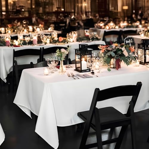 CKIKU 8 Packs White Table Cloth Rectangle 60x102 Inch for 6 Foot Rectangle Tables, Wrinkle Resistant Polyester Fabric Tablecloth Washable Rectangular Table Covers for Dining Wedding Party Buffet - Image 3