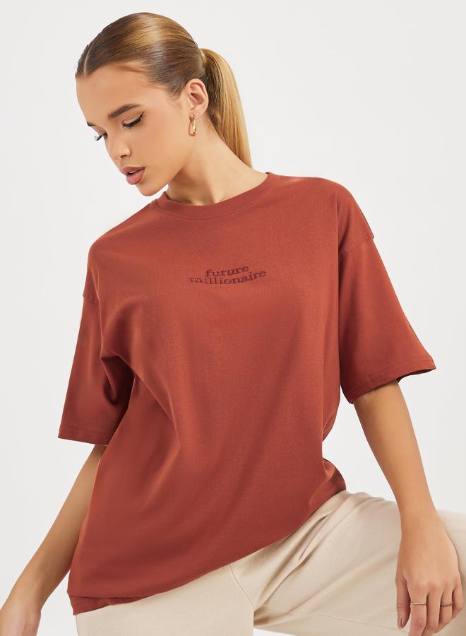 Styli Oversized Embroidered Slogan T-Shirt - Image 1