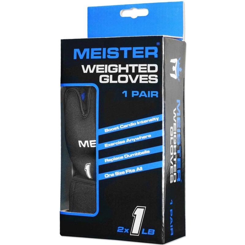 Meister Elite 1lb Neoprene Weighted Gloves for Cardio & Heavy Hands (Pair) - 1lb x 2 - Black/Blue - Image 5