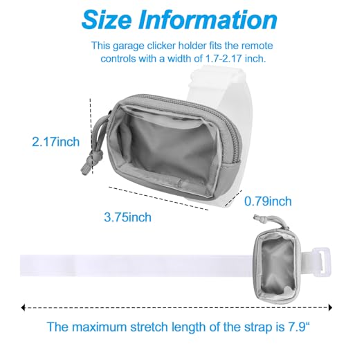 Homakover Garage Door Opener Holder for Visor, Carrying Case for Universal Garage/Gate Door Opener Remote, Adjustable Visor Bag Gate Clicker Holder for Cars, Compatible with Liftmaster Sears Chamberlain (Gray) - Image 2