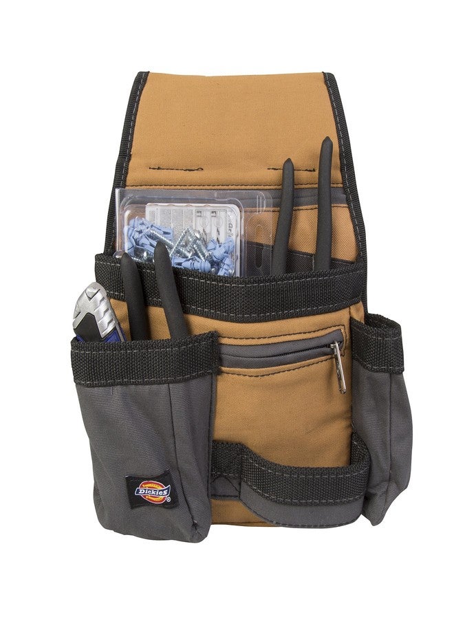 ديكيز حقيبة ديكيز لتخزين الأدوات/الأدوات المساعدة، ١١ جيبًا، لحزام الأدوات، مصنوعة من قماش متين، وبطانة مقاومة للثقب، وجيوب لمفكات البراغي، وجيب أمان بسحاب، وحلقة مطرقة، وحلقة نفق ٢ بوصة، لون رمادي/بني فاتح - Image 5