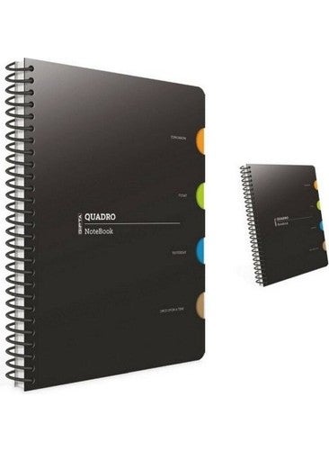 Gıpta - Quadro A4 Lined Notebook with 4 Separators and Spiral Plastic Cover 150 Sheets - Image 1