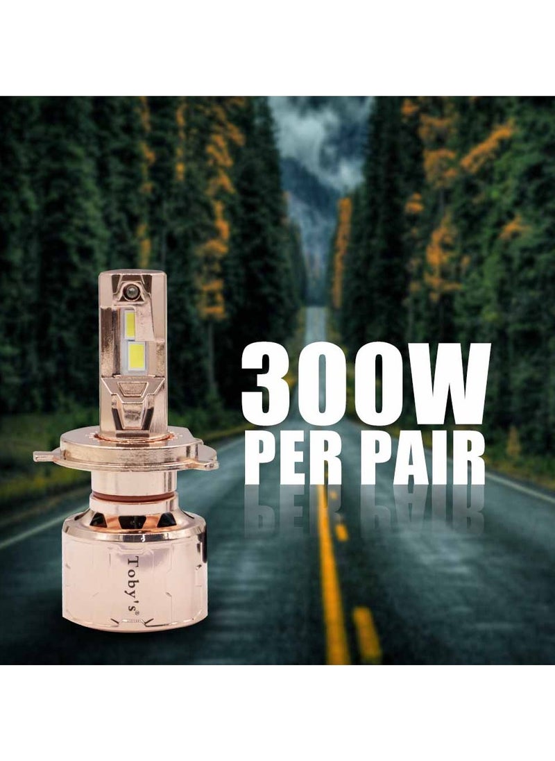 Toby's - Toby's LX150 H4 2 Pieces Car LED Headlight Original 150W/piece & 300 W PairPower 15000/piece Lumens With Color Temperature 6500K - Image 1