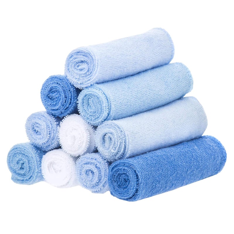 Spasilk Washcloth Wipes Set for Newborn Boys and Girls, Soft Terry Washcloth Set, Pack of 10, Blue - Image 1