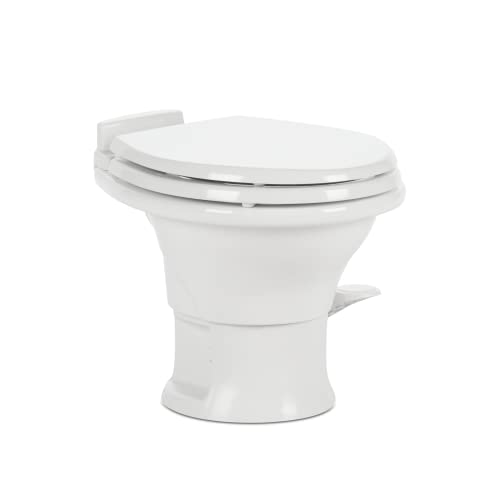 Dometic 321 Series Low Profile Gravity RV Toilet with Elongated Ceramic Bowl, White - Image 1