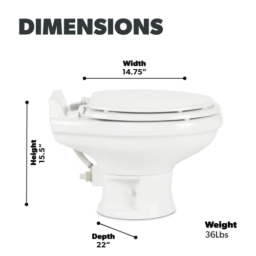 Dometic 321 Series Low Profile Gravity RV Toilet with Elongated Ceramic Bowl, White - Image 3
