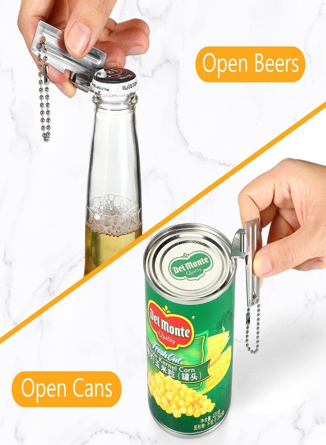 تاربوب فتاحات علب Tarpop بالجملة، 100 قطعة، طراز P51، مصنوعة من الفولاذ المقاوم للصدأ، مناسبة للاستخدام العسكري، والبقاء على قيد الحياة، والتخييم، والطوارئ، والجيش، وسلسلة مفاتيح يدوية محمولة، مثالية للسفر، هدية عيد الميلاد (فضي) - Image 3