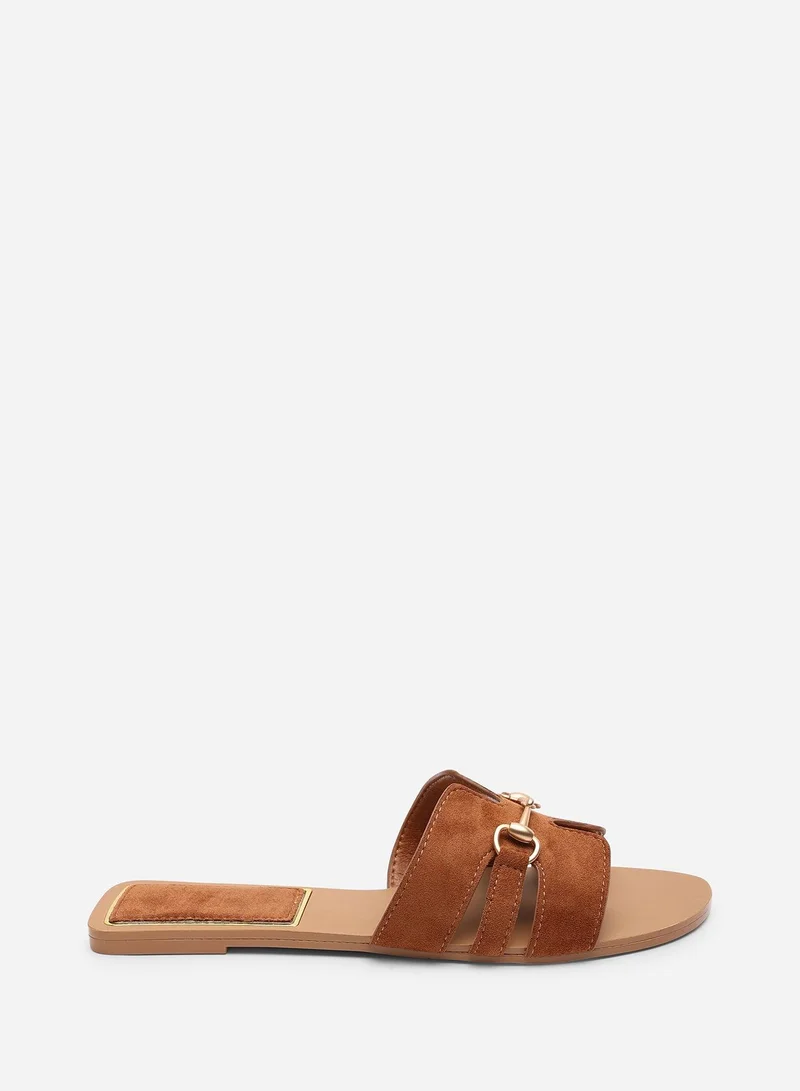 ويرز ذات فروم Dorina Embellished Tan Suede Slide On Sandals