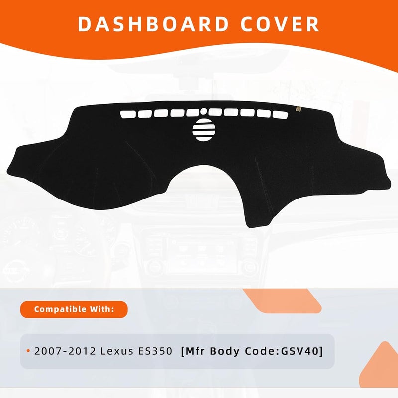 KEYOOG Dashboard Cover Dash Mat Fit for 2012-2007 Le-xus ES ES240 ES350 (for Left Hand Drive),Car Dash Board Mat Anti-Glare Carpet,Non-Slip Pad Sunshield Protector (Black) - Image 2