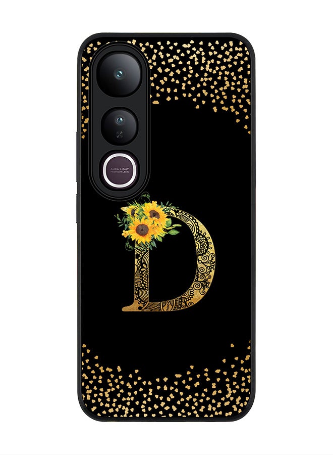 Stylizedd For vivo V50 Lite Case,Slim fit Camera Protection, Shockproof Thin Phone cover  - Custom Floral Monogram - D ( Black )