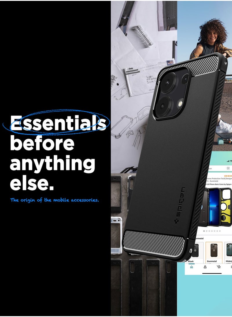 Spigen Rugged Armor Redmi Note 13 Case Cover with Carbon Fiber Textures - Matte Black  - Image 2