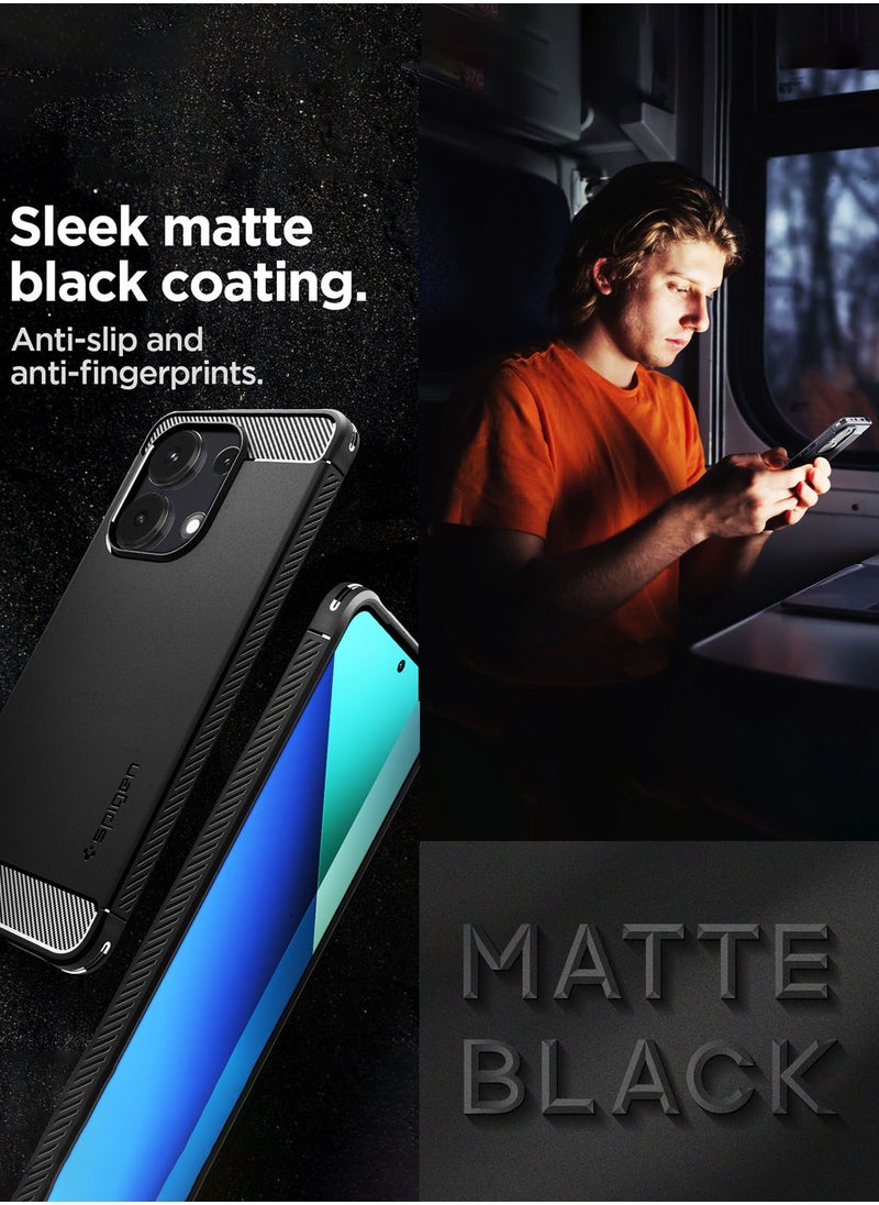 Spigen Rugged Armor Redmi Note 13 Case Cover with Carbon Fiber Textures - Matte Black  - Image 4