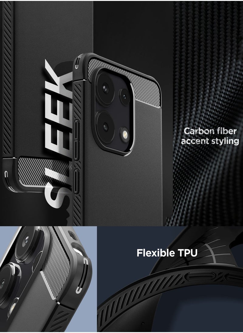 Spigen Rugged Armor Redmi Note 13 Case Cover with Carbon Fiber Textures - Matte Black  - Image 5