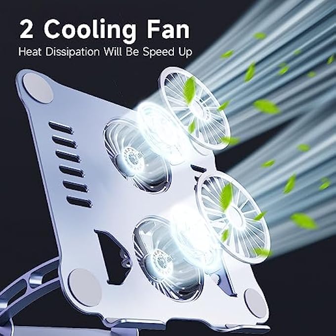 rayihni LAPTOP COOLER - ADJUSTABLE COOLING PAD WITH 360Â° ROTATION, COMPATIBLE WITH MACBOOK, ALL NOTEBOOKS 10-15.6" - Image 3