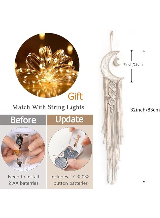 Antikiano Macrame Woven Wall Hanging Moon Dream Catcher - Image 3