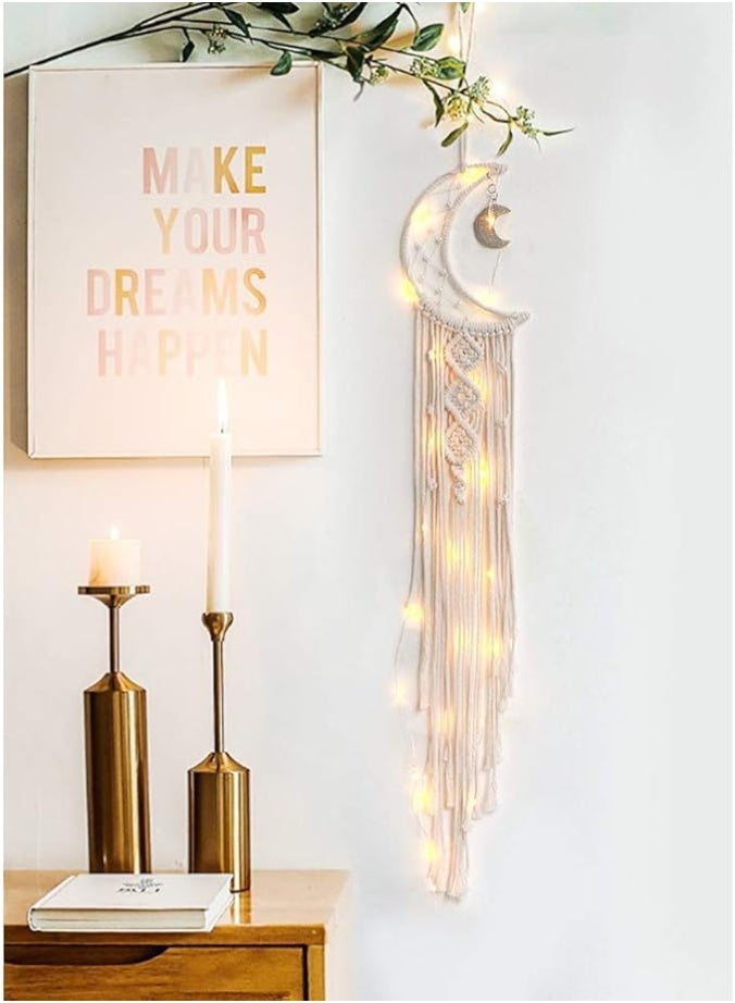 Antikiano Macrame Woven Wall Hanging Moon Dream Catcher - Image 2