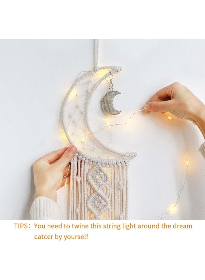 Antikiano Macrame Woven Wall Hanging Moon Dream Catcher - Image 4