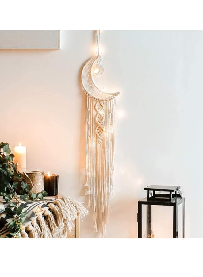 Antikiano Macrame Woven Wall Hanging Moon Dream Catcher - Image 1