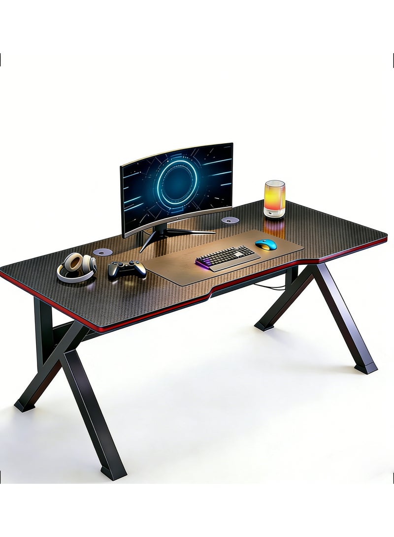 Nadrab K Shaped Gaming Desk 120x60cm Computer Table Home Office Computer Desk Table Large Desktop Easy to assemble - Image 1