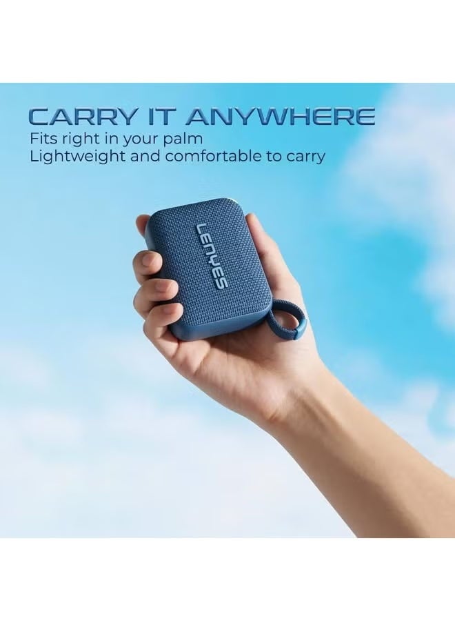 Lenyes S216 Bluetooth Portable Speaker 6W, IPX7 Waterproof Wireless Speaker with Deep Bass, Bluetooth 5.3, TWS Stereo Pairing, TF Card Support & Carry Strap, Compact Lightweight Speaker – Blue - Image 2