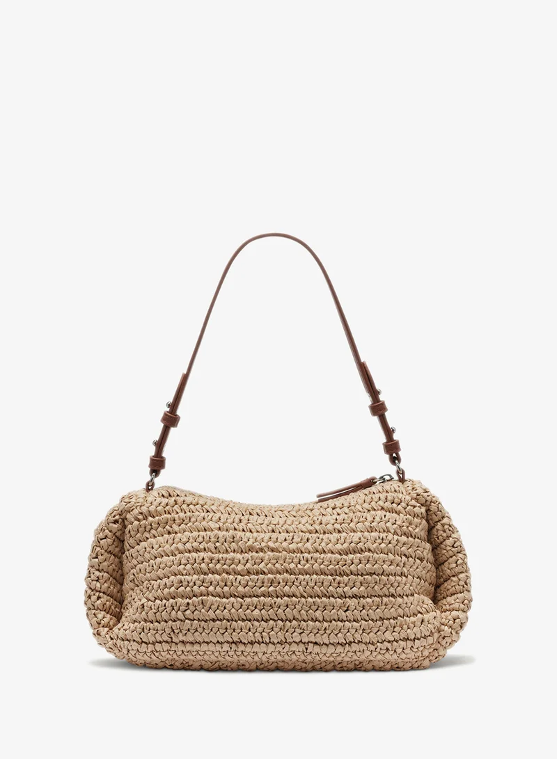 DKNY BLACK/NATURAL Remy Top Zip Shoulder Bag for Women | Best Price UAE
