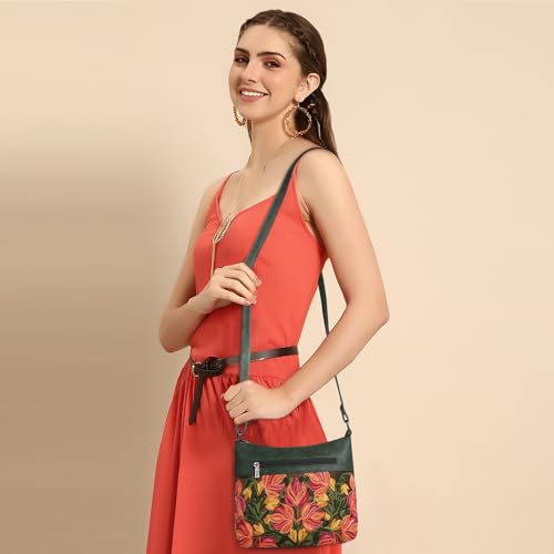 EVEDA Synthetic Leather Gorgeous Embroidered Stylish Design Shoulder Crossbody Side Sling Bag For Women - Image 3
