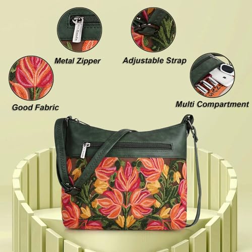 EVEDA Synthetic Leather Gorgeous Embroidered Stylish Design Shoulder Crossbody Side Sling Bag For Women - Image 5
