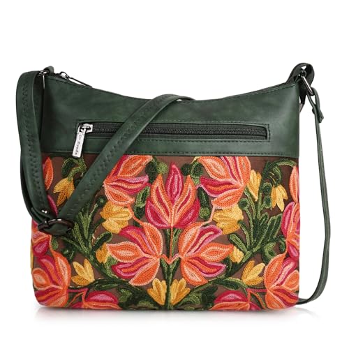EVEDA Synthetic Leather Gorgeous Embroidered Stylish Design Shoulder Crossbody Side Sling Bag For Women - Image 1