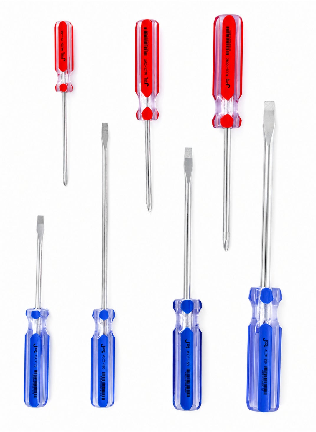 Jetechtool Line Color Screwdriver Set, 7 Piece, Phillips & Flathead, Heat Treated Chrome Vanadium Steel, Non-Slip Handle Grips, Screw Driver Tool Kit - LC7PCS/SET