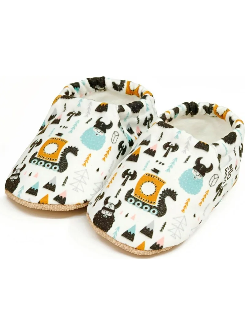 Ella Bonna Patterned Baby Booties, Non-Slip Sole, Home Nursery Shoes Panduf, Vikings