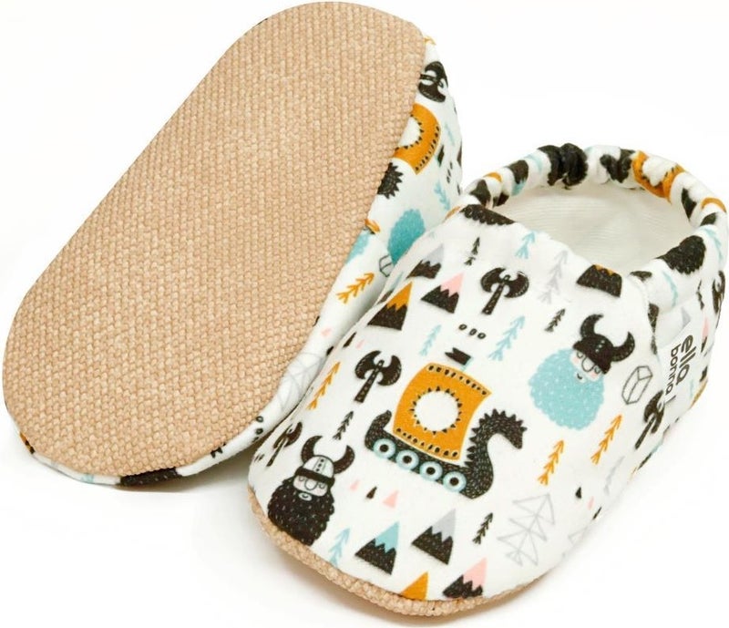 Ella Bonna Patterned Baby Booties, Non-Slip Sole, Home Nursery Shoes Panduf, Vikings  - Image 3