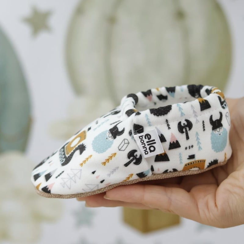 Ella Bonna Patterned Baby Booties, Non-Slip Sole, Home Nursery Shoes Panduf, Vikings  - Image 5