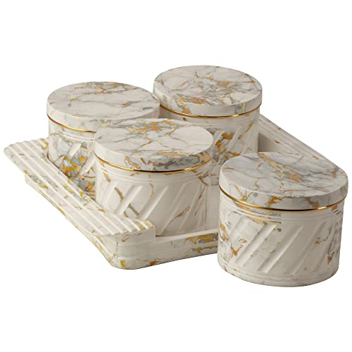 Selvel Unbreakable & Air Tight Dry Fruit Container Tray Set with Lid & Serving Tray, Airtight Container Set Capacity 430 ML (4 Pieces, Polypropylene) (White) - Image 1