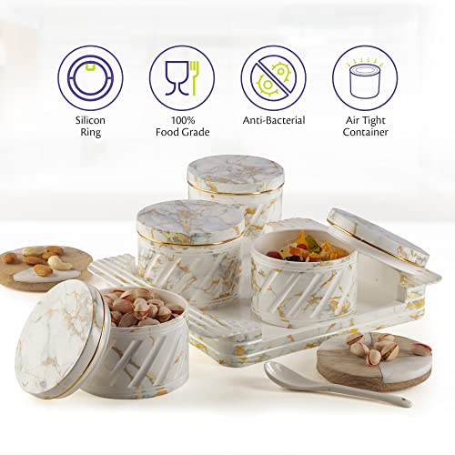 Selvel Unbreakable & Air Tight Dry Fruit Container Tray Set with Lid & Serving Tray, Airtight Container Set Capacity 430 ML (4 Pieces, Polypropylene) (White) - Image 5