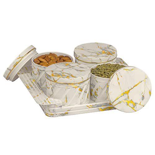 Selvel Unbreakable & Air Tight Dry Fruit Container Tray Set with Lid & Serving Tray, Airtight Container Set Capacity 430 ML (4 Pieces, Polypropylene) (White) - Image 2