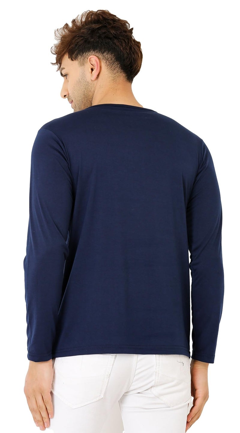 LEOTUDE Men's Regular Fit T-Shirt (18_MRN_82_Navy_Multi_XXL) - Image 4