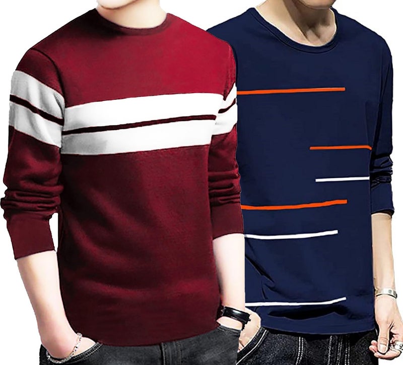 LEOTUDE Men's Regular Fit T-Shirt (18_MRN_82_Navy_Multi_XXL) - Image 1