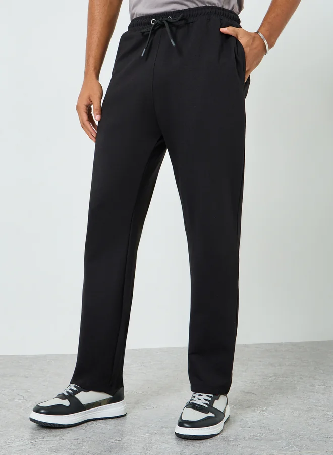 Men Black Solid Joggers with Drawstring