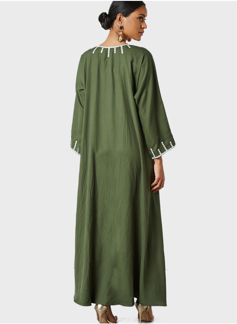 Coco Desert - Embroidered Pocket Abaya - Image 1