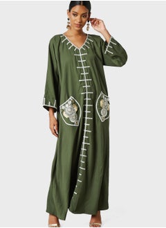 Coco Desert Embroidered Pocket Abaya  - Image 4