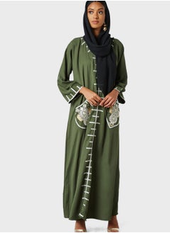 Coco Desert Embroidered Pocket Abaya  - Image 1