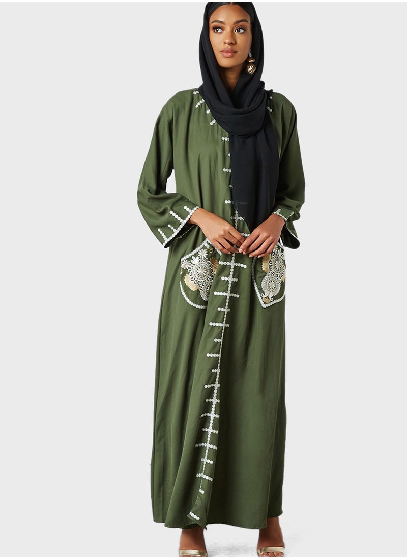 Coco Desert - Embroidered Pocket Abaya - Image 1