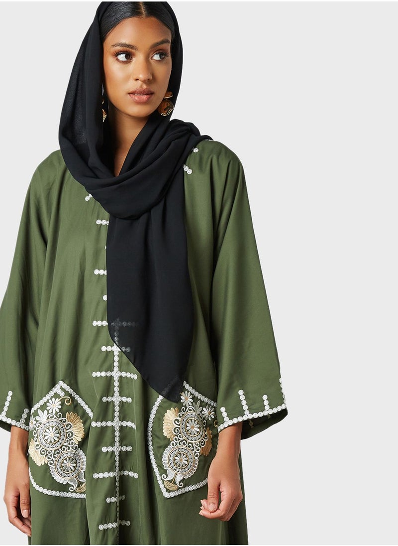 Coco Desert - Embroidered Pocket Abaya - Image 1