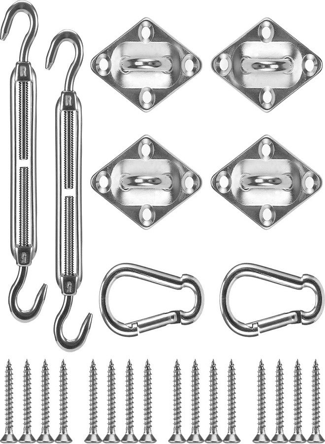 SOLARAE Shade Sail Hardware Kit 24pcs, 304 Stainless Steel Sunshades Canopy Installation Kit for Install Rectangle & Triangle Shade Sails Deck Garden Lawn Patio Outdoor Metal Sail Shade Hardware (6' ) - Image 1